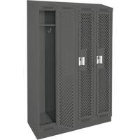 Clean Line Lockers, Bank of 4, 48" x 12" x 82", Steel, Charcoal, Rivet (Assembled), Perforated Fastek