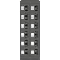 Assembled Lockerettes Clean Line Perforated Economy Lockers, 6 -tier, Bank of 2, 18" x 72" x 12", Steel Fastek