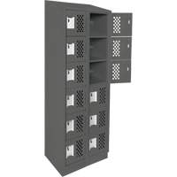 Assembled Lockerettes Clean Line Perforated Economy Lockers, 6 -tier, Bank of 2, 18" x 72" x 12", Steel Fastek