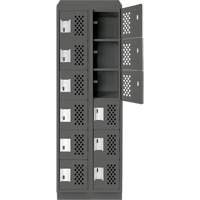 Assembled Lockerettes Clean Line Perforated Economy Lockers, 6 -tier, Bank of 2, 18" x 72" x 12", Steel Fastek