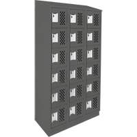 Assembled Lockerettes Clean Line Perforated Economy Lockers, 6 -tier, Bank of 3, 18" x 72" x 12", Steel Fastek