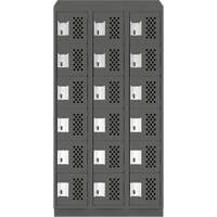 Assembled Lockerettes Clean Line Perforated Economy Lockers, 6 -tier, Bank of 3, 18" x 72" x 12", Steel Fastek