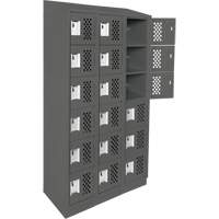 Assembled Lockerettes Clean Line Perforated Economy Lockers, 6 -tier, Bank of 3, 18" x 72" x 12", Steel Fastek