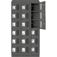 Assembled Lockerettes Clean Line Perforated Economy Lockers, 6 -tier, Bank of 3, 18" x 72" x 12", Steel Fastek