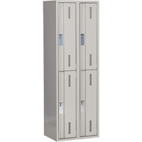 Concorde Heavy-Duty Lockers, 2 -tier, Bank of 2, 24" x 18" x 72", Steel, Grey, Welded (Assembled) Fastek