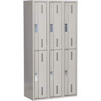 Concorde Heavy-Duty Lockers, 2 -tier, Bank of 3, 36" x 18" x 72", Steel, Grey, Welded (Assembled) Fastek