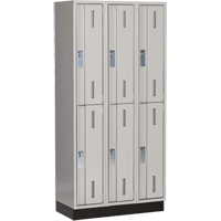 Concorde Heavy-Duty Lockers, 2 -tier, Bank of 3, 36" x 18" x 76", Steel, Grey, Welded (Assembled) Fastek