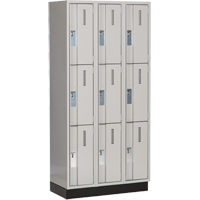Concorde Heavy-Duty Lockers, 3 -tier, Bank of 3, 36" x 18" x 76", Steel, Grey, Welded (Assembled) Fastek