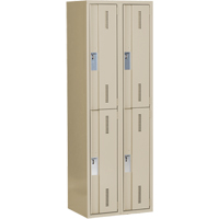 Concorde Heavy-Duty Lockers, 2 -tier, Bank of 2, 24" x 18" x 72", Steel, Beige, Welded (Assembled) Fastek
