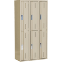 Concorde Heavy-Duty Lockers, 2 -tier, Bank of 3, 36" x 18" x 72", Steel, Beige, Welded (Assembled) Fastek