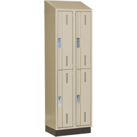 Concorde Heavy-Duty Lockers, 2 -tier, Bank of 2, 24" x 18" x 82", Steel, Beige, Welded (Assembled) Fastek