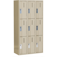 Casiers robustes Concorde, 3 niveaux, Bloc de 3, 36" x 18" x 72", Acier, Beige, Soud&eacute; (assembl&eacute;) Fastek