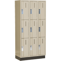 Casiers robustes Concorde, 3 niveaux, Bloc de 3, 36" x 18" x 76", Acier, Beige, Soud&eacute; (assembl&eacute;) Fastek