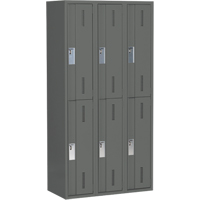Concorde Heavy-Duty Lockers, 2 -tier, Bank of 3, 36" x 18" x 72", Steel, Charcoal, Welded (Assembled) Fastek