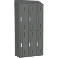 Concorde Heavy-Duty Lockers, 2 -tier, Bank of 3, 36" x 18" x 78", Steel, Charcoal, Welded (Assembled) Fastek