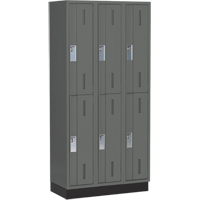 Concorde Heavy-Duty Lockers, 2 -tier, Bank of 3, 36" x 18" x 76", Steel, Charcoal, Welded (Assembled) Fastek