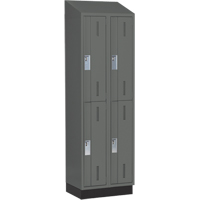 Concorde Heavy-Duty Lockers, 2 -tier, Bank of 2, 24" x 18" x 82", Steel, Charcoal, Welded (Assembled) Fastek