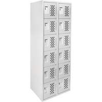Clean Line Lockerettes, 6 -tier, Bank of 2, 18" x 72" x 12", Steel Fastek