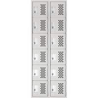 Clean Line Lockerettes, 6 -tier, Bank of 2, 18" x 72" x 12", Steel Fastek