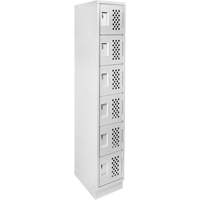 Assembled Lockerettes Clean Line Perforated Economy Lockers, 6 -tier, 18" x 72" x 12", Steel Fastek