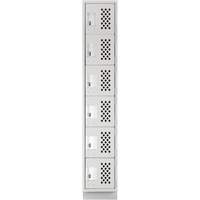 Assembled Lockerettes Clean Line Perforated Economy Lockers, 6 -tier, 18" x 72" x 12", Steel Fastek