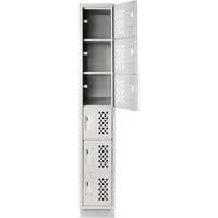 Assembled Lockerettes Clean Line Perforated Economy Lockers, 6 -tier, 18" x 72" x 12", Steel Fastek