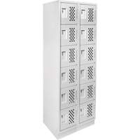 Assembled Lockerettes Clean Line Perforated Economy Lockers, 6 -tier, Bank of 2, 18" x 72" x 12", Steel Fastek