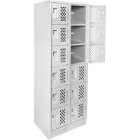 Assembled Lockerettes Clean Line Perforated Economy Lockers, 6 -tier, Bank of 2, 18" x 72" x 12", Steel Fastek
