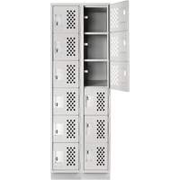 Assembled Lockerettes Clean Line Perforated Economy Lockers, 6 -tier, Bank of 2, 18" x 72" x 12", Steel Fastek