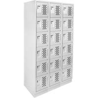 Assembled Lockerettes Clean Line Perforated Economy Lockers, 6 -tier, Bank of 3, 18" x 72" x 12", Steel Fastek