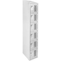 Assembled Lockerettes Clean Line Perforated Economy Lockers, 6 -tier, 18" x 72" x 12", Steel Fastek