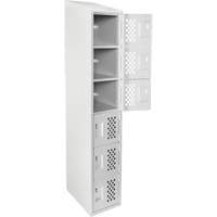 Assembled Lockerettes Clean Line Perforated Economy Lockers, 6 -tier, 18" x 72" x 12", Steel Fastek