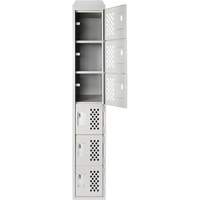 Assembled Lockerettes Clean Line Perforated Economy Lockers, 6 -tier, 18" x 72" x 12", Steel Fastek