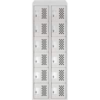 Assembled Lockerettes Clean Line Perforated Economy Lockers, 6 -tier, Bank of 2, 18" x 72" x 12", Steel Fastek