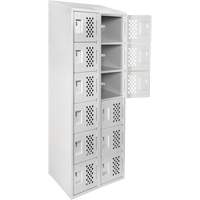 Assembled Lockerettes Clean Line Perforated Economy Lockers, 6 -tier, Bank of 2, 18" x 72" x 12", Steel Fastek
