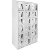 Assembled Lockerettes Clean Line Perforated Economy Lockers, 6 -tier, Bank of 3, 18" x 72" x 12", Steel Fastek
