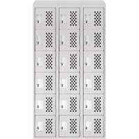 Assembled Lockerettes Clean Line Perforated Economy Lockers, 6 -tier, Bank of 3, 18" x 72" x 12", Steel Fastek