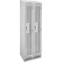 Clean Line Lockers, Bank of 2, 24" x 12" x 82", Steel, Grey, Rivet (Assembled), Perforated Fastek