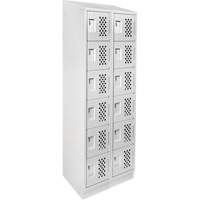 Assembled Lockerettes Clean Line Perforated Economy Lockers, 6 -tier, Bank of 2, 18" x 72" x 12", Steel Fastek