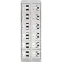 Assembled Lockerettes Clean Line Perforated Economy Lockers, 6 -tier, Bank of 2, 18" x 72" x 12", Steel Fastek