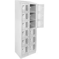 Assembled Lockerettes Clean Line Perforated Economy Lockers, 6 -tier, Bank of 2, 18" x 72" x 12", Steel Fastek