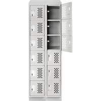 Assembled Lockerettes Clean Line Perforated Economy Lockers, 6 -tier, Bank of 2, 18" x 72" x 12", Steel Fastek