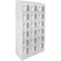 Assembled Lockerettes Clean Line Perforated Economy Lockers, 6 -tier, Bank of 3, 18" x 72" x 12", Steel Fastek