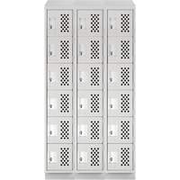Assembled Lockerettes Clean Line Perforated Economy Lockers, 6 -tier, Bank of 3, 18" x 72" x 12", Steel Fastek