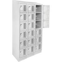 Assembled Lockerettes Clean Line Perforated Economy Lockers, 6 -tier, Bank of 3, 18" x 72" x 12", Steel Fastek
