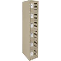 Assembled Lockerettes Clean Line Perforated Economy Lockers, 6 -tier, 18" x 72" x 12", Steel Fastek