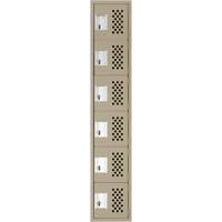 Assembled Lockerettes Clean Line Perforated Economy Lockers, 6 -tier, 18" x 72" x 12", Steel Fastek