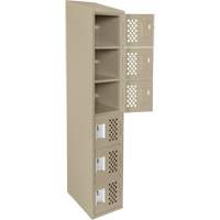 Assembled Lockerettes Clean Line Perforated Economy Lockers, 6 -tier, 18" x 72" x 12", Steel Fastek