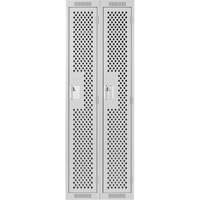 Clean Line™ Lockers, Bank of 2, 24" x 12" x 72", Steel, Grey, Rivet (Assembled), Perforated FK225 | Fastek