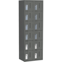 Concorde Heavy-Duty Lockers, 6 -tier, Bank of 2, 24" x 18" x 72", Steel, Charcoal, Welded (Assembled) Fastek
